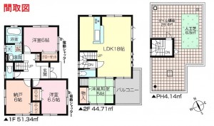 草加・北谷３Ｃ　間取図